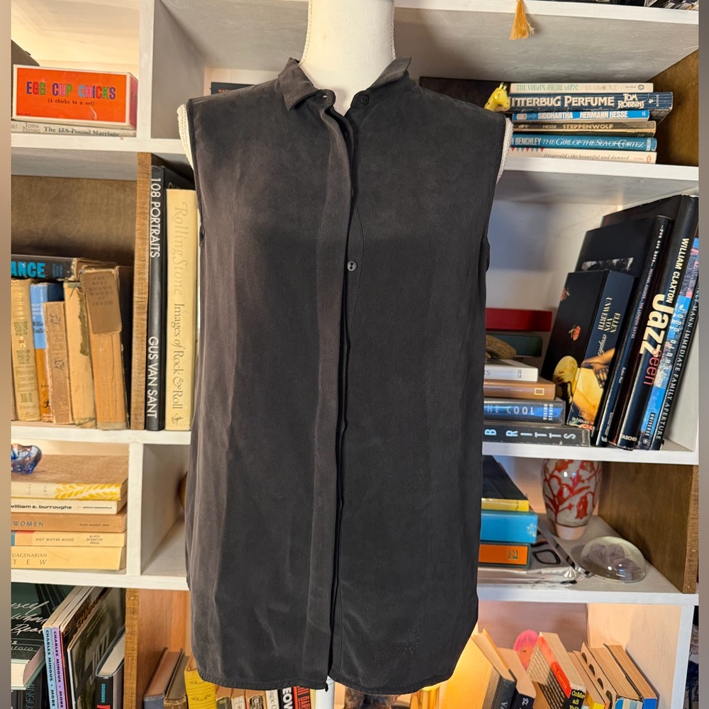 Tony Cohen Silk Black Button-Up Shirt